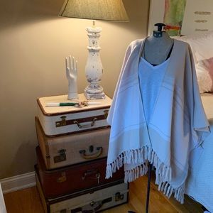 Printed Knit Shawl with Tassles